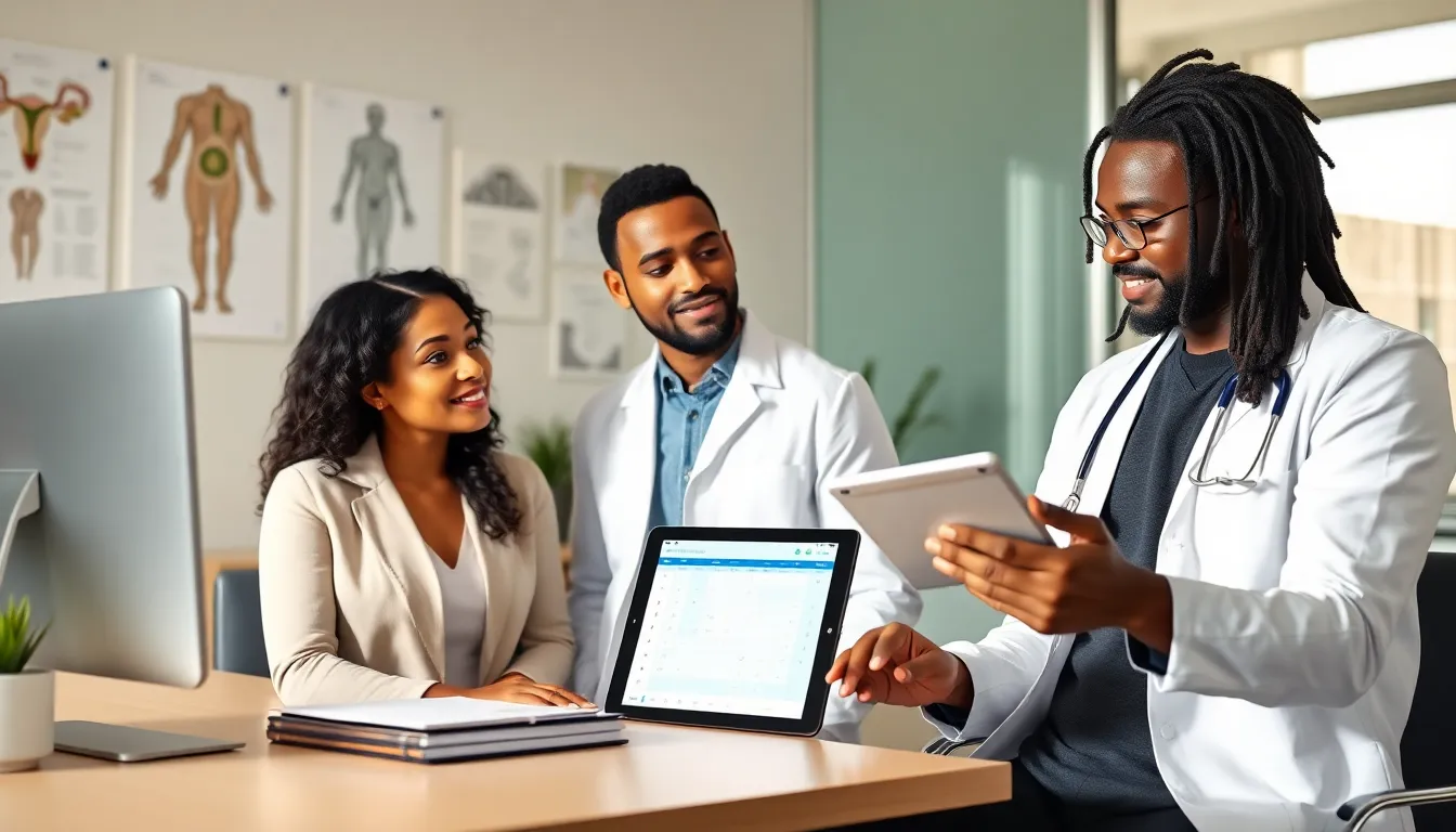 couple consulting with a healthcare provider about fertility.