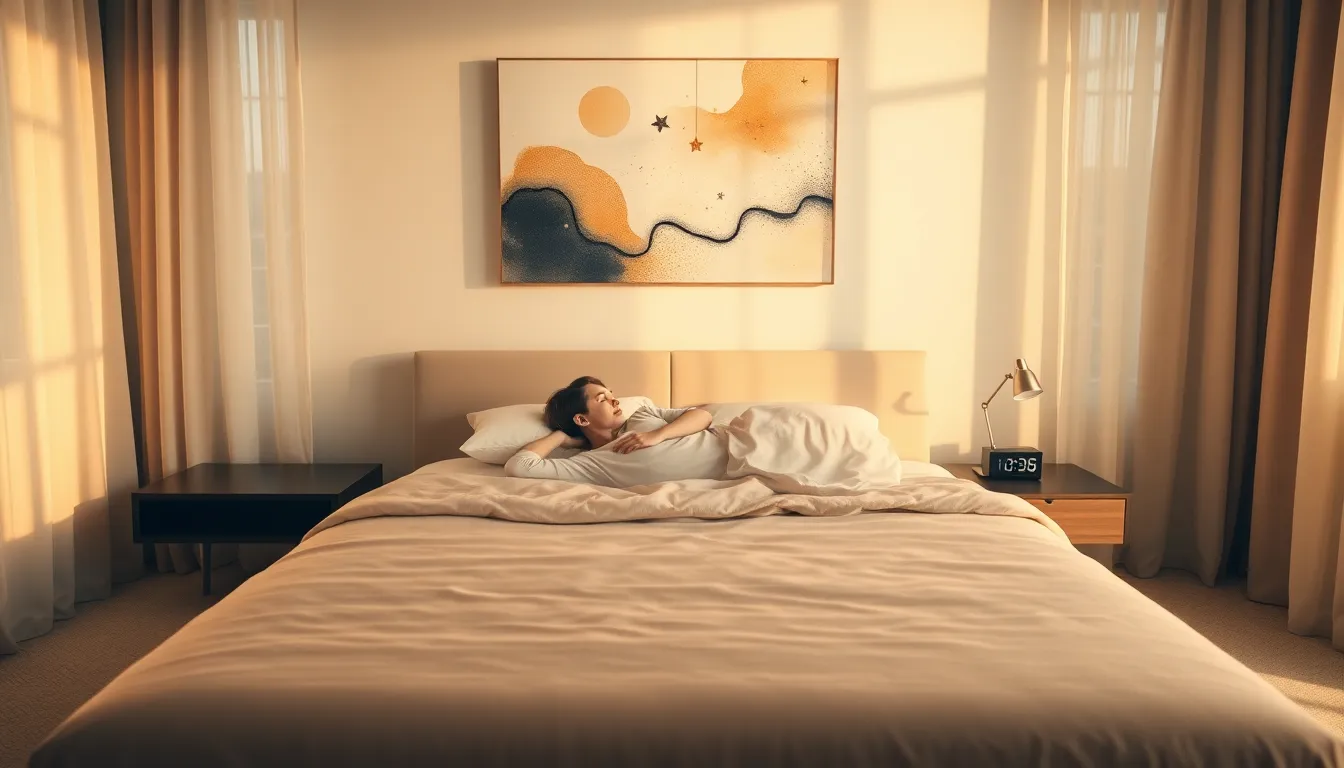 Person sleeping peacefully in a modern bedroom during active sleep.